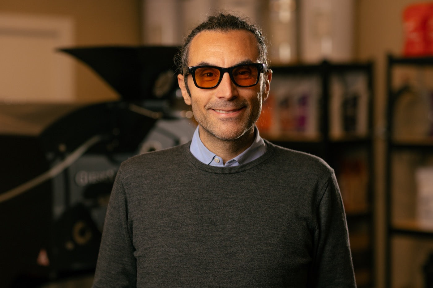 Matteo Borea in his coffee roastery